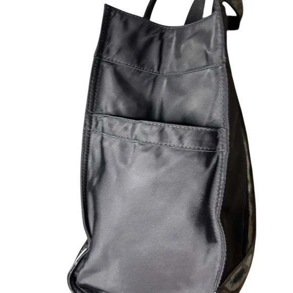 Tory Burch Ella Nylon Tote Black Patent Trim Large Logo Bag - Picture 8 of 10